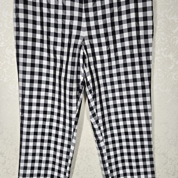 VTG Lauren Ralph Lauren 100% Silk Ankle Pants sz 4 Black White Pearl Check - Picture 3 of 16